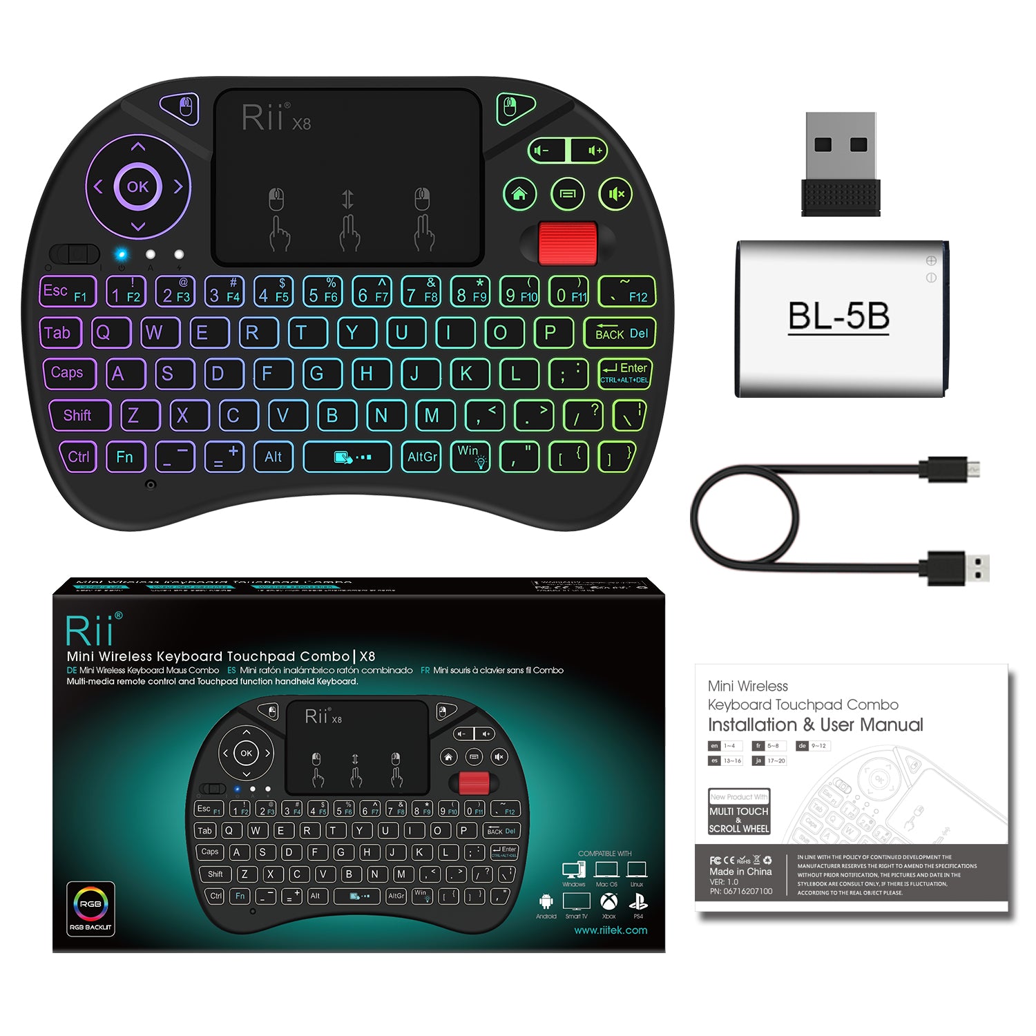 Rii X8 mini RGB Keyboard Controller w/ Touchpad